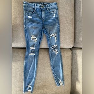 Blue American Eagle Hi-Rise Jegging Size 8 Next Level Stretch!